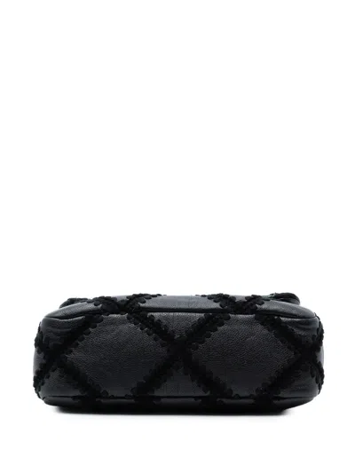 Pre-owned Chanel 2020 Medium Crochet Calfskin 19 Flap Satchel In Black