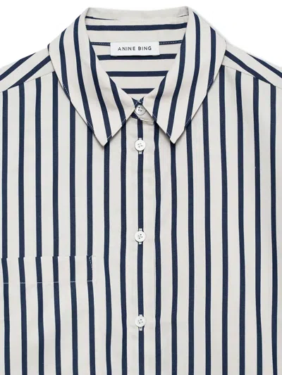 Anine Bing Essie Striped Cropped Shirt In White