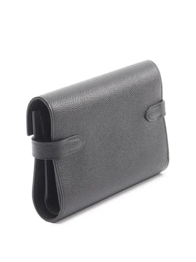 Pre-owned Hermes 2018 Epsom Kelly Trifold Wallet Small Wallets In Black