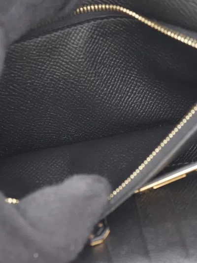 Pre-owned Hermes 2018 Epsom Kelly Trifold Wallet Small Wallets In Black