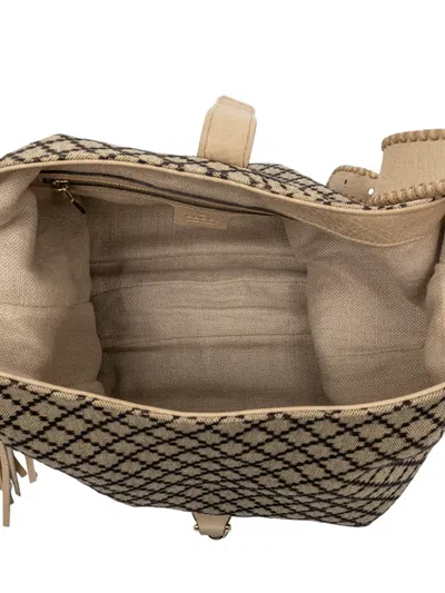 Pre-owned Gucci 2000-2015 Medium Diamante Canvas New Jackie Satchel In Brown