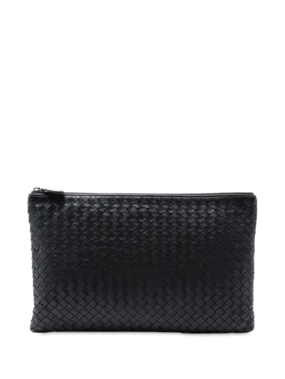 Pre-owned Bottega Veneta 2012-2025 Nappa Intrecciato Clutch Bag In Black
