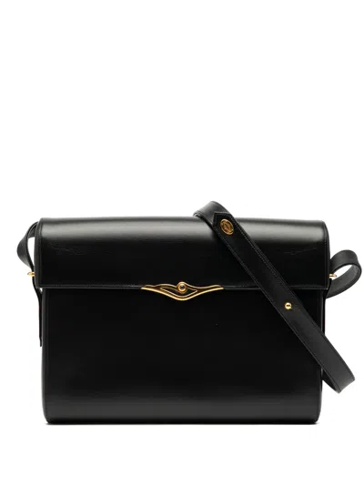 Pre-owned Cartier 2000-2025 Leather Sapphire Line Crossbody Bag In Black