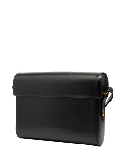 Pre-owned Cartier 2000-2025 Leather Sapphire Line Crossbody Bag In Black