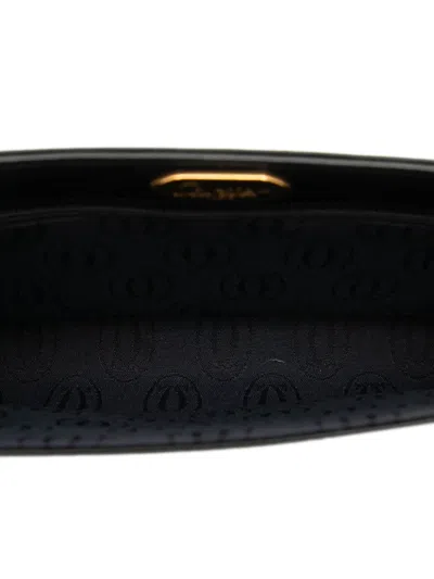 Pre-owned Cartier 2000-2025 Leather Sapphire Line Crossbody Bag In Black