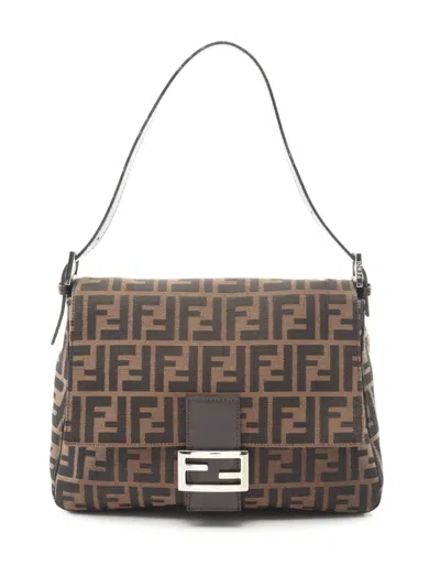 Pre-owned Fendi 2010-2025 Zucca Canvas Mamma Forever Shoulder Bag In Brown