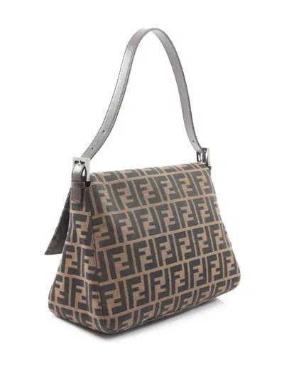 Pre-owned Fendi 2010-2025 Zucca Canvas Mamma Forever Shoulder Bag In Brown