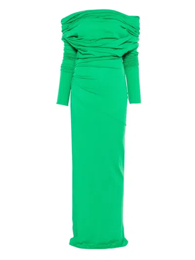 Entire Studios Bound Off-shoulder Maxi Dress In Green