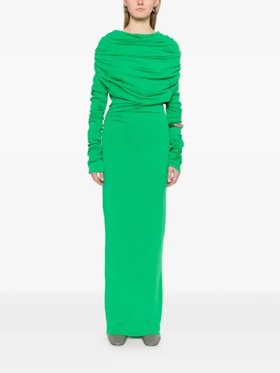 Entire Studios Bound Off-shoulder Maxi Dress In Green