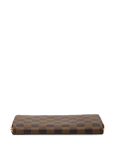 Pre-owned Louis Vuitton 2007 Damier Ebene Zippy Wallet Long Wallets In Brown
