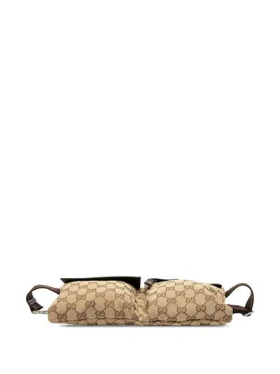 Pre-owned Gucci 2000-2015 Gg Canvas Double Pocket Belt Bag In Brown