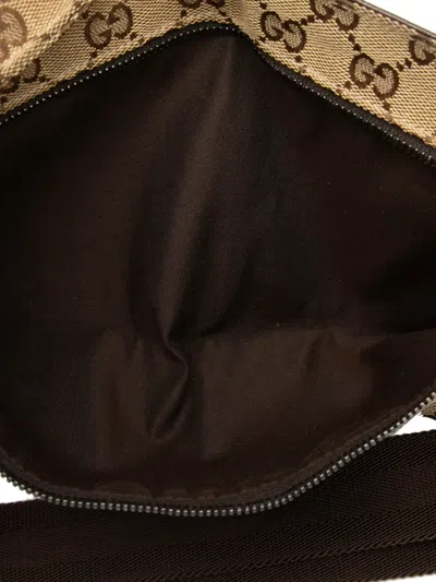 Pre-owned Gucci 2000-2015 Gg Canvas Double Pocket Belt Bag In Brown