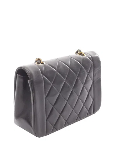 Pre-owned Chanel 1991-1994 Small Lambskin Diana Flap Crossbody Bag In Black