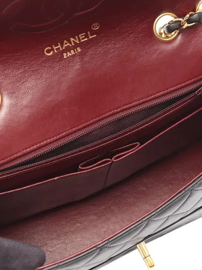 Pre-owned Chanel 1991-1994 Cc Quilted Lambskin Round Flap Crossbody Bag In Black