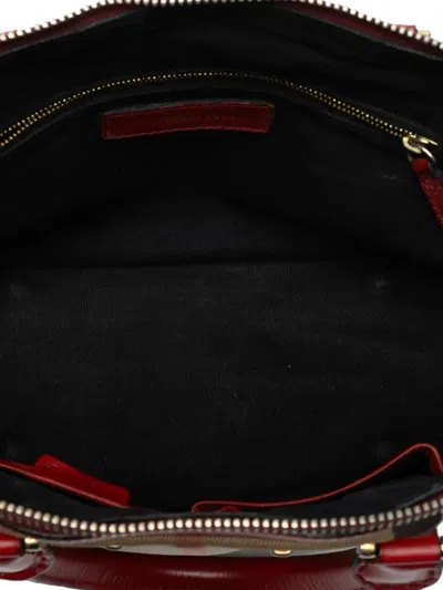 Pre-owned Burberry 2000-2017 Small Leather Trimmed House Check Canvas Bridle Orchard Satchel In Brown