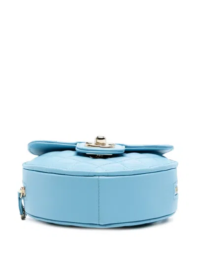 Pre-owned Chanel 2021 Mini Lambskin Cc In Love Heart Crossbody Bag In Blue