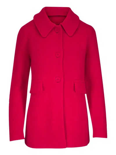 Dorothee Schumacher Fluffy Statements Flap-pocket Coat In Red