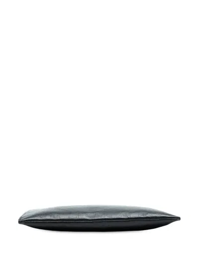 Pre-owned Saint Laurent 2017 Croc Embossed Leather Monogram Ipad Case Clutch Bag In Black