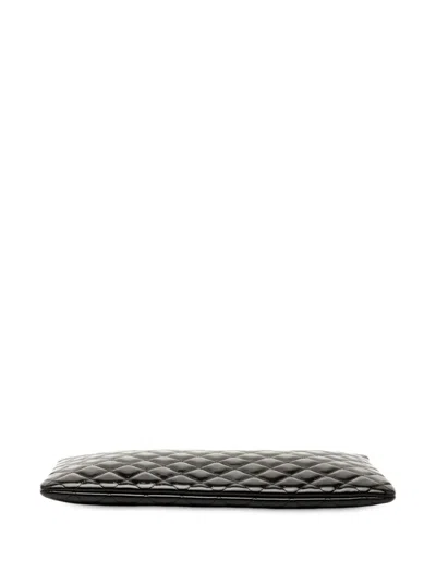 Pre-owned Chanel 2014-2015 Large Quilted Patent O Case Clutch Bag In Black