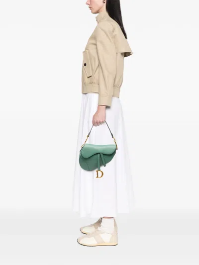 Pre-owned Dior 2021 Leather Saddle Bag Shoulder Bag In Green