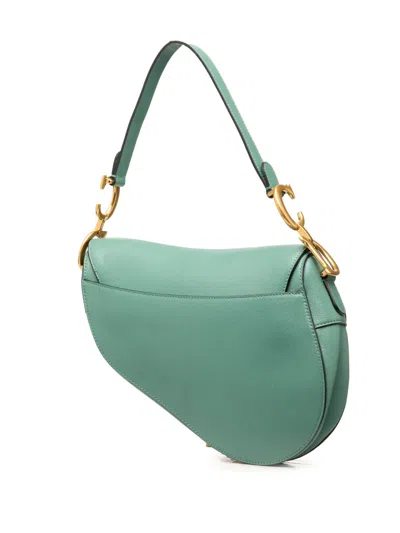 Pre-owned Dior 2021 Leather Saddle Bag Shoulder Bag In Green