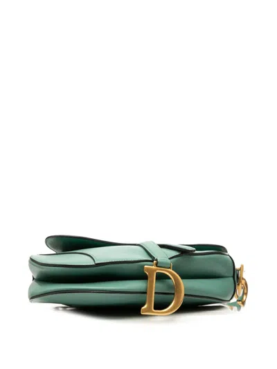 Pre-owned Dior 2021 Leather Saddle Bag Shoulder Bag In Green