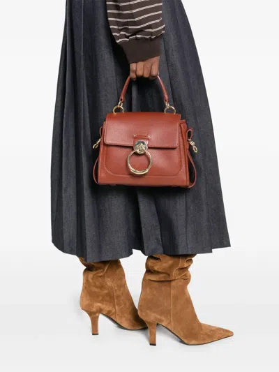 Pre-owned Chloé Mini Tess Logo-detail Tote Bag In Brown
