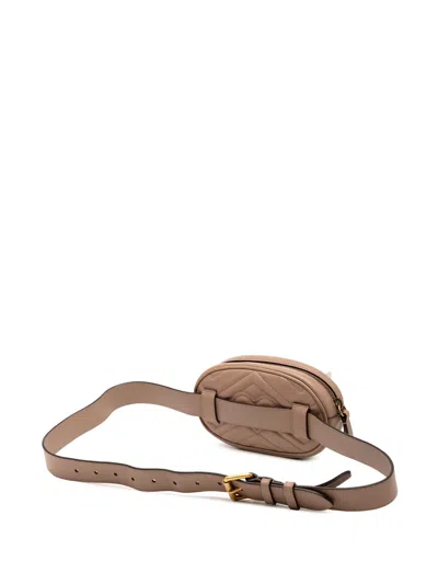 Pre-owned Gucci 2016-2025 Gg Marmont Matelasse Leather Belt Bag In Brown