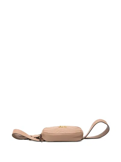 Pre-owned Gucci 2016-2025 Gg Marmont Matelasse Leather Belt Bag In Brown