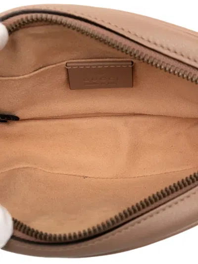 Pre-owned Gucci 2016-2025 Gg Marmont Matelasse Leather Belt Bag In Brown