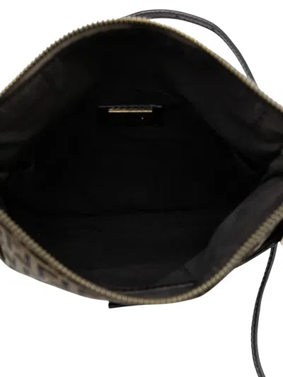 Pre-owned Fendi 2000-2010 Zucchino Canvas Forever Crossbody Bag In Brown