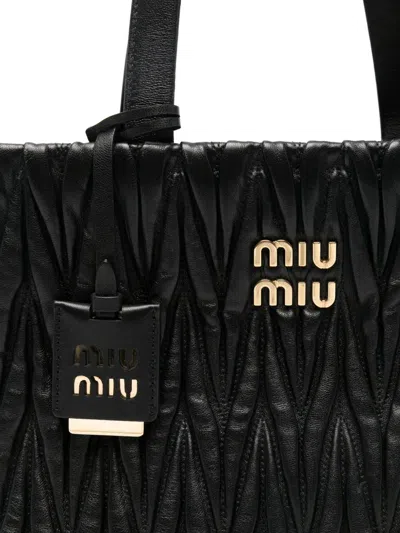 Pre-owned Miu Miu Leather Tote Bag In Black