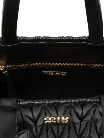Pre-owned Miu Miu Leather Tote Bag In Black