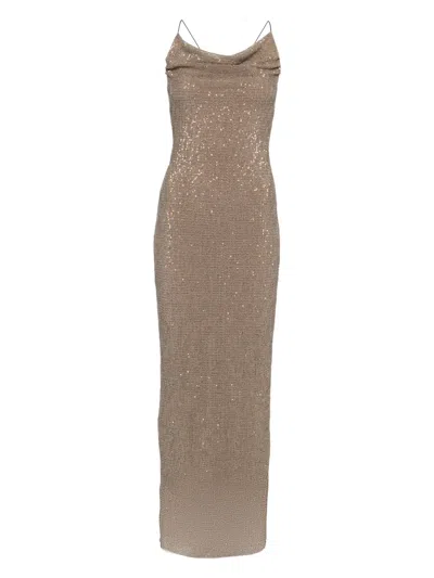 L'idée Cosmopolitan Sequinned Maxi Dress In Brown