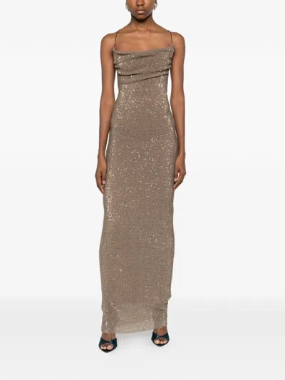 L'idée Cosmopolitan Sequinned Maxi Dress In Brown