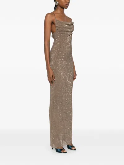 L'idée Cosmopolitan Sequinned Maxi Dress In Brown