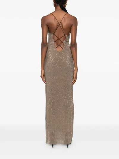 L'idée Cosmopolitan Sequinned Maxi Dress In Brown