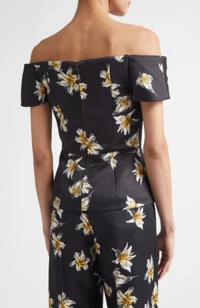 Emilia Wickstead Souline Festive Lilies Peplum Top In Black