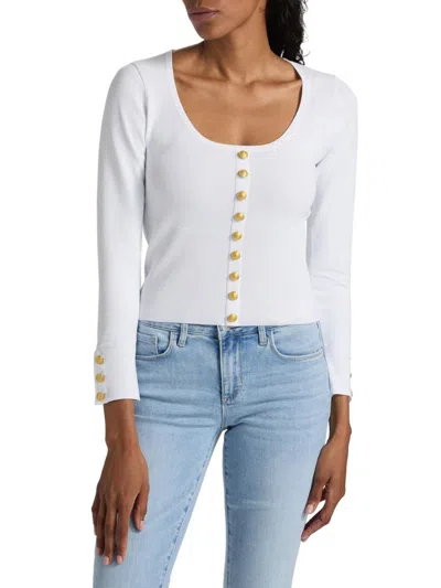 L'agence Women's Lanetta Knit Button-front Top In Gold