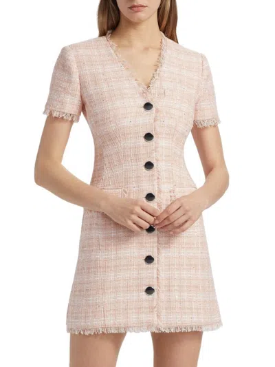 Toccin Women's Phoebe Tweed Short-sleeve Minidress In Sand