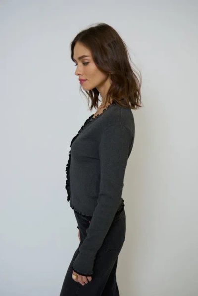 Central Park West Isla Fitted Vneck Cardigan In Gray