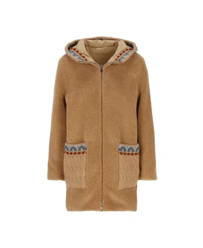 Loro Piana Long-sleeved Hooded Coat In Brown