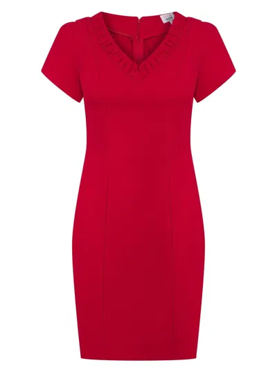 K-win London Women's Elegant Red Ruffle V-neck Dress In Red