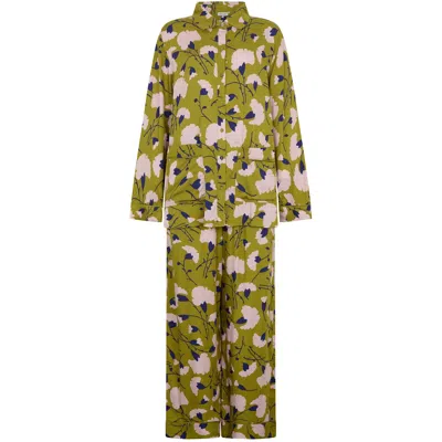 Lily And Lionel Women's Evie Long Sleeve Floral Print Pyjama Set In Green In Green