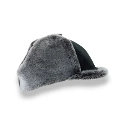 Mister Miller - Master Hatter Women's Black / Grey Driver's Reversible Shearling Trapper Hat In Black Sheepskin In Multi
