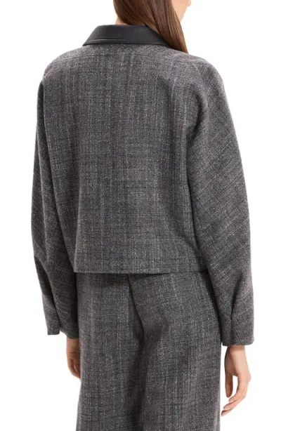 Theory Curve Crosshatch Virgin Wool Blend Jacket In Gray