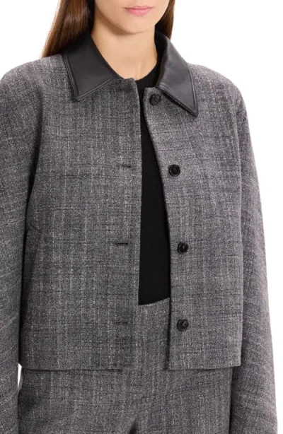 Theory Curve Crosshatch Virgin Wool Blend Jacket In Gray
