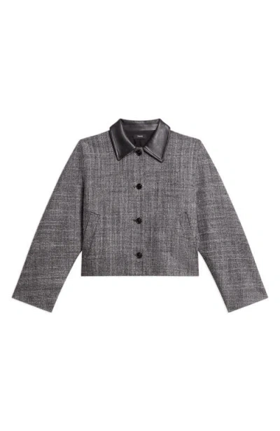 Theory Curve Crosshatch Virgin Wool Blend Jacket In Gray