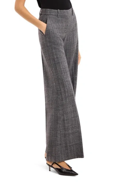 Theory Crosshatch Wool Blend Pants In Gray