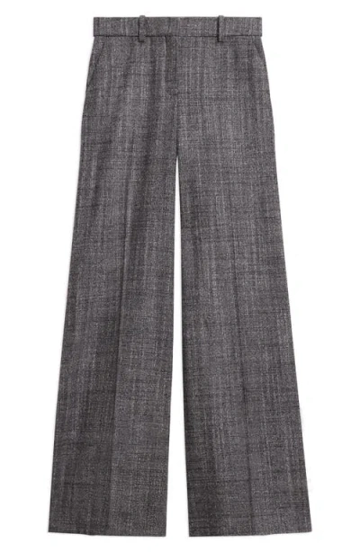 Theory Crosshatch Wool Blend Pants In Gray